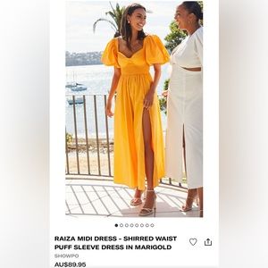 RAIZA MAXI DRESS - SHIRRED WAIST PUFF SLEEVE DRESS IN MARIGOLD || NWT ||